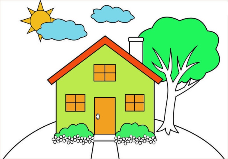 Vẽ ngôi nhà của bé  Cách vẽ ngôi nhà cầu vồng nhiều màu sắc  Dạy vẽ nhà   YouTube