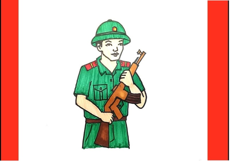vẽ chú quân nhân cố kỉnh súng