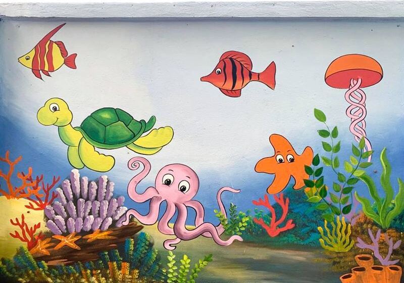 Vẽ tranh tường sinh vật Biển dưới đại dương sống động cực đẹp 2018  Vẽ  tranh tường 3D đẹp giá rẻ nhất tại Hà Nội  Thi công trọn gói