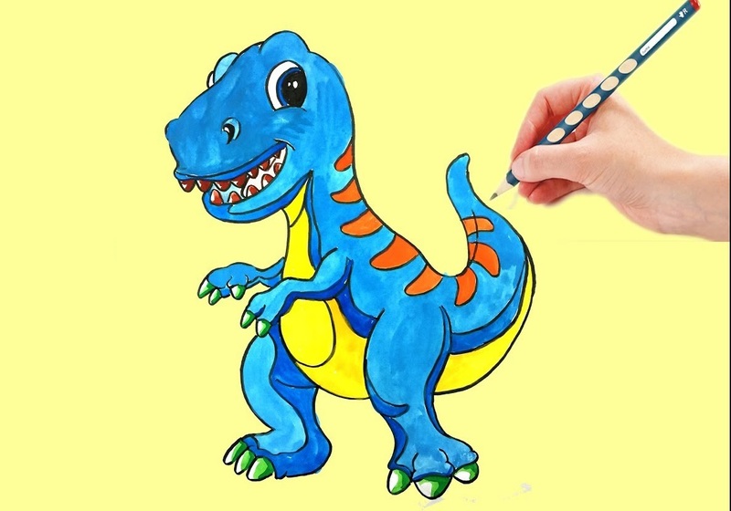cách vẽ con khủng long cute