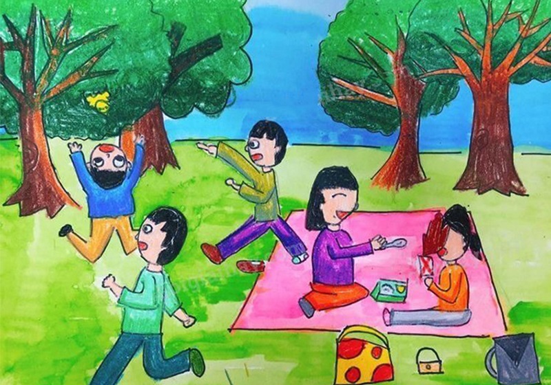 50 Mẫu tranh vẽ gia đình 4 người đơn giản cho bé tập tô màu
