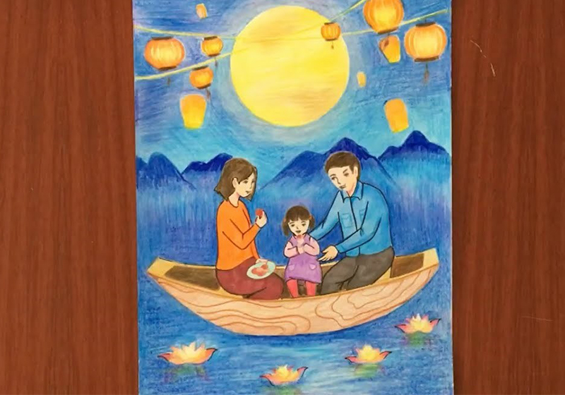 Vẽ tranh đề tài lễ hội ngày Tết truyền thống Việt Nam