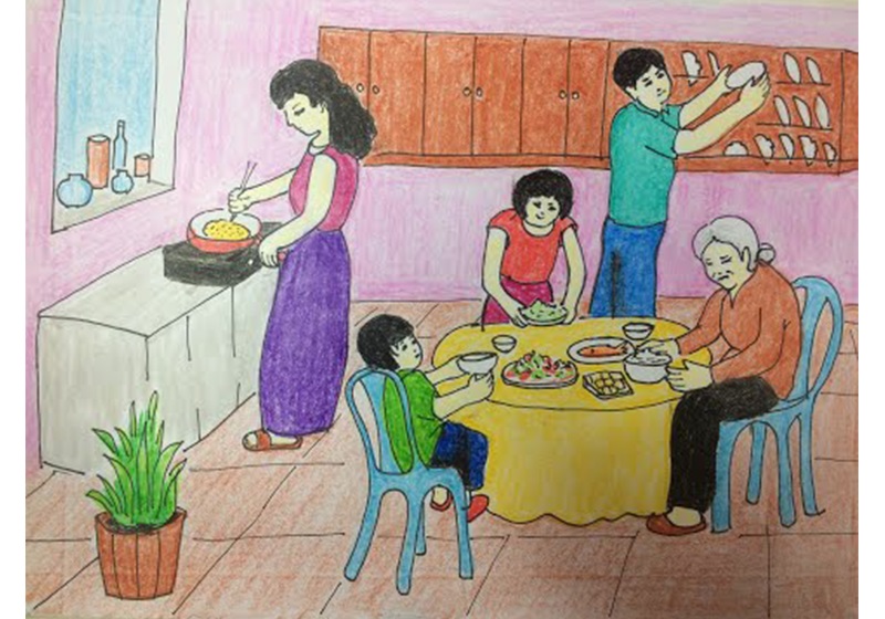 Vẽ tranh đề tài gia đình mái ấm hạnh phúc gia đình  Mdecvn