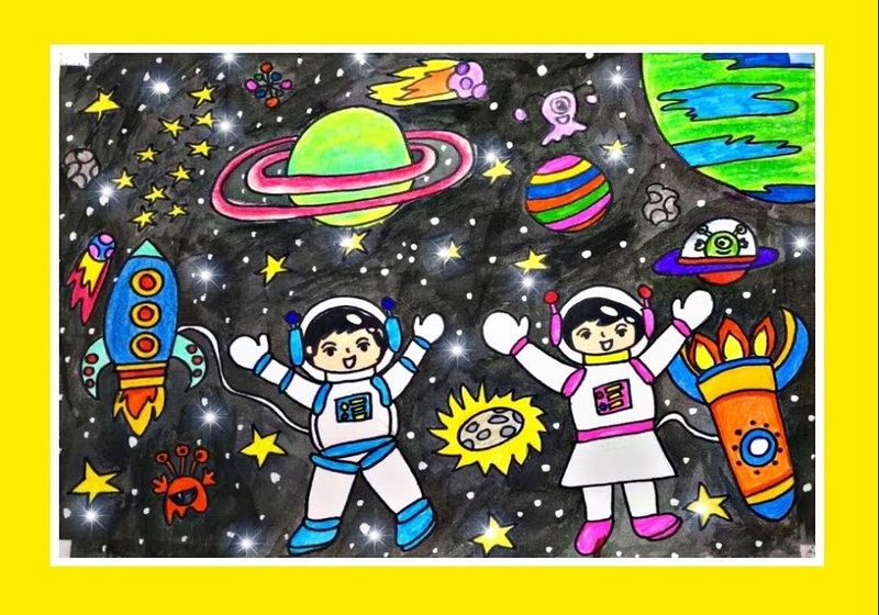 Vẽ tranh vũ trụ: Đề tài ước mơ phi hành gia của bé