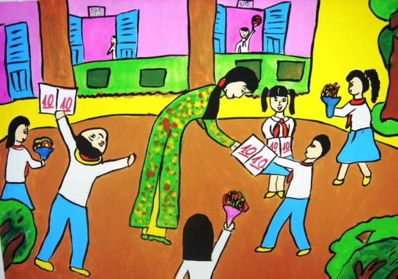 Cách vẽ cô giáo và học sinh đơn giản Có Video  Vẽ tranh 2011 dễ nhất  tặng cô