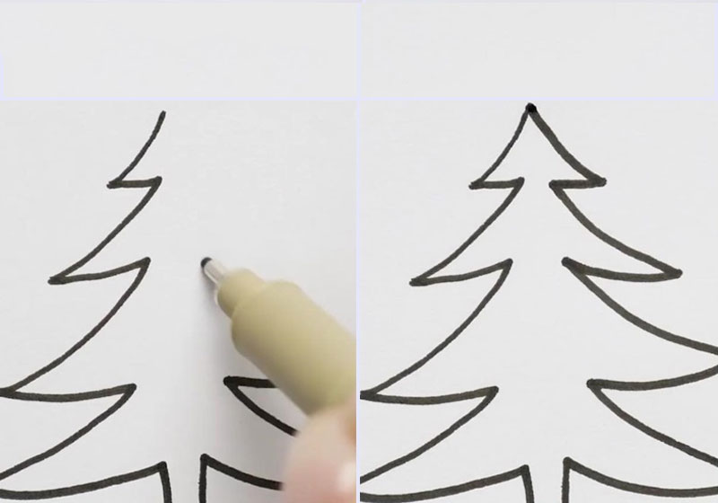 cách vẽ cây thông noel bằng bút chì