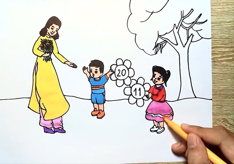 Vẽ tranh đề tài ngày nhà giáo Việt Nam 2011  Vẽ tranh ngày nhà giáo Việt  Nam 2011 đơn giản mà đẹp  YouTube