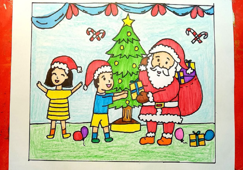 Bộ tranh tô màu ông già Noel đẹp cho bé  Trường Tiểu học Thủ Lệ