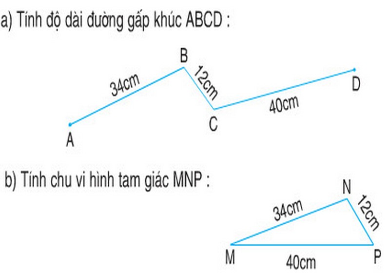 bài toán tính độ dài đường gấp khúc lớp 2