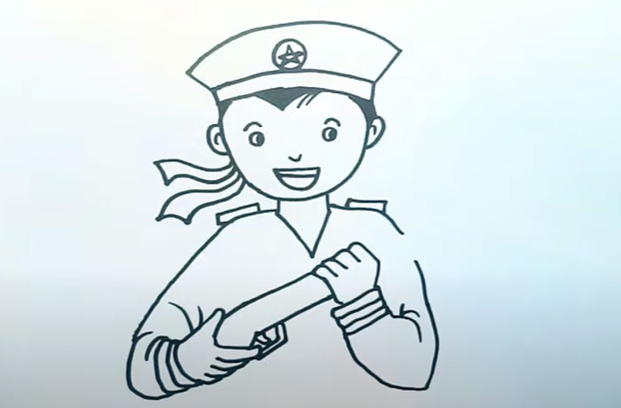 vẽ chú bộ đội thủy quân đơn giản