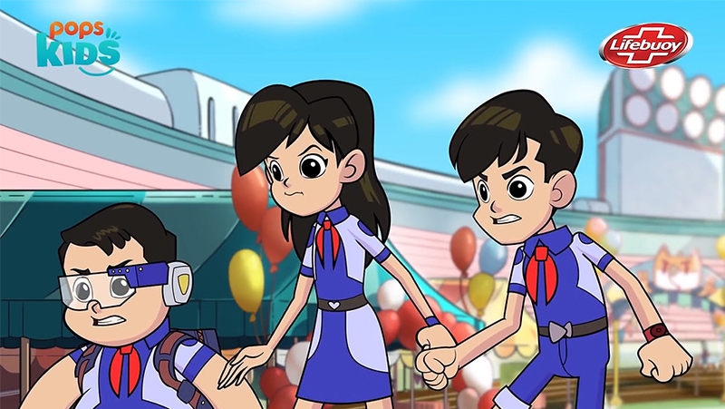 Tạo hình của 3 nhân vật chính trong series phim hoạt hình Biệt Đội Ion Bạc: Long lanh lẹ, Thành thông thái và An ấm áp.