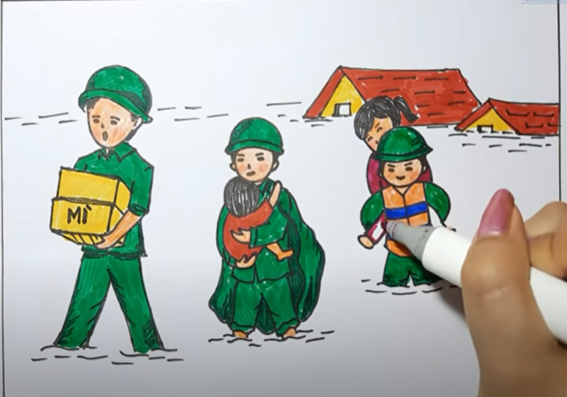 vẽ chú bộ đội của chúng em