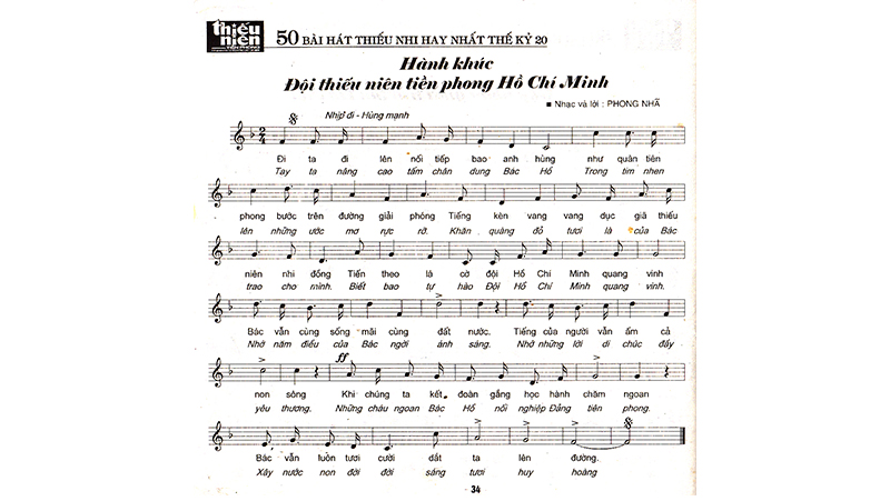 Những lời ca mang giai điệu tươi vui trong bài hát Hành Khúc Đội TNTP Hồ Chí Minh.