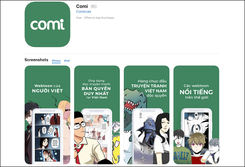 App đọc truyện tranh đam mỹ Comi