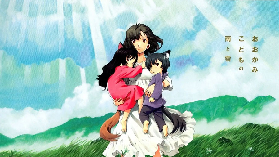 anime buồn nữ khóc mô tả cuộc sống của ba mẹ con lai sói